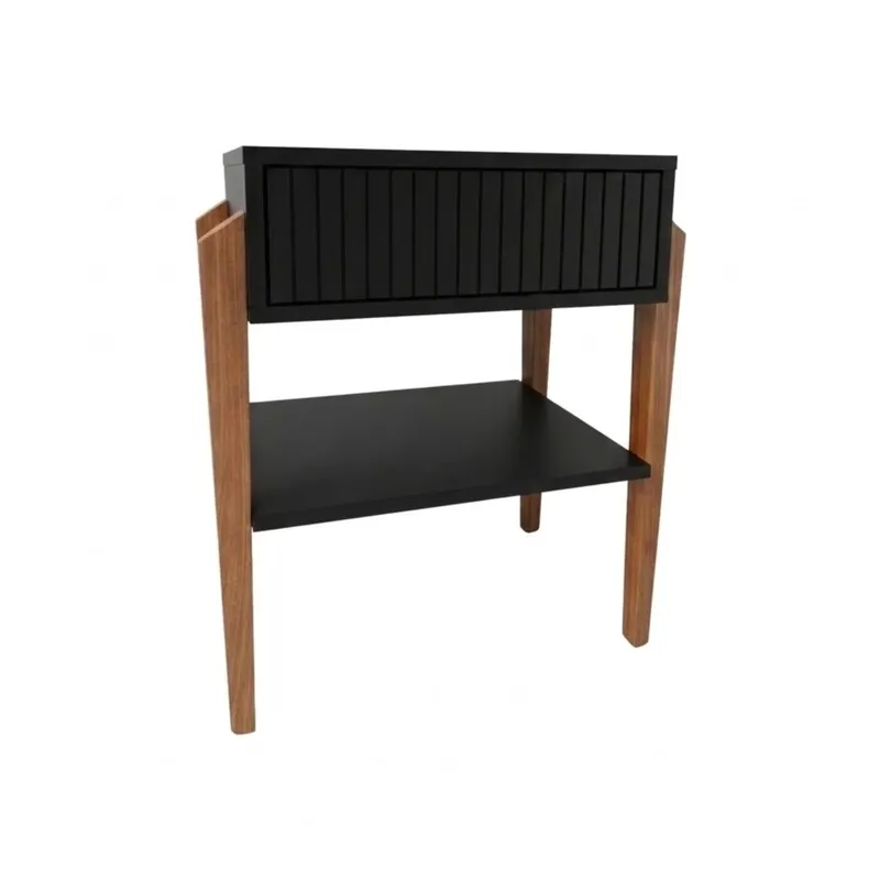 Mesa de Luz Capri – Negra en Madera natural - Mesas de luz, Uruguay | Berna home