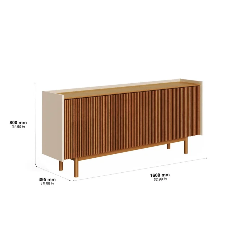 Aparador Buffet Dune Ripiado 1.6 - Línea Nevada - Blanco/Natural en Multicolor - Mesas de arrimo, Uruguay | Ecowood, vista 5