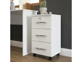 Cajonera 3 cajones con llave Dakar en Blanco - Escritorios y sillas de escritorio, Uruguay | Que Sal Muebleria, vista 3