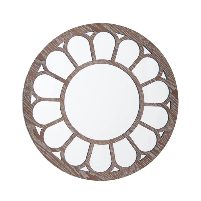 ESPEJO CIRC MARCO DISEÑO FLOR D50CM PATINA BLANCO en Blanco - Espejos, Uruguay | Koz