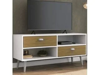 Rack 2 cajones TV 42" Nogal/Negro en Nogal Blanco - Muebles para TV, Uruguay | Quesal, vista 2
