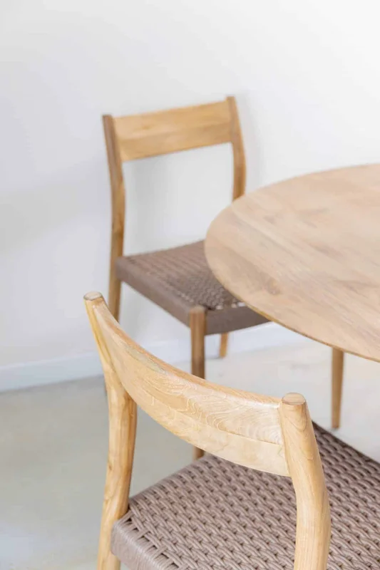 Silla en teca y fibra de loom sintética en Madera natural - Sillas, Uruguay | Entrecasa, vista 6
