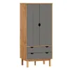 Ropero 2P, 2C y 2 estantes Mel/Gris Linea Nordica en Madera Maciza - Roperos y placares, Uruguay | Que Sal Muebleria, vista 12 de 25