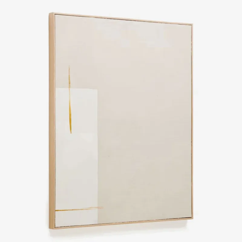 Cuadro abstracto de Salin con raya vertical de lino beige 80 x 100 cm en Beige - Decoración de pared, Uruguay | Kavehome
