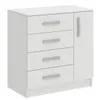 Comoda Cajonera Petit para Dormitorio de 4 Cajones 1 Puerta - FE - Blanco en Blanco - Cómodas, Uruguay | Mulata, vista 4 de 5