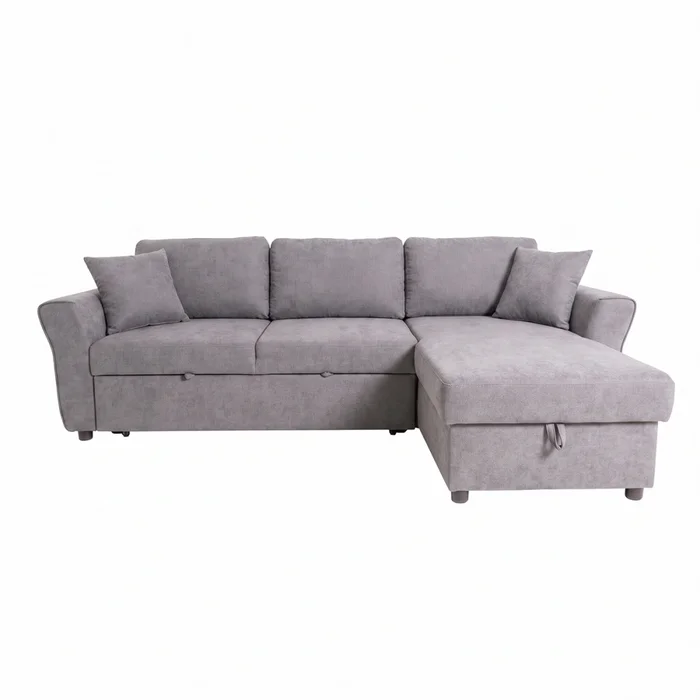 Sofá Cama Chaise/baúl Tela Gris Bristol en Gris - Sillones y sofás, Uruguay | Divino, vista 2