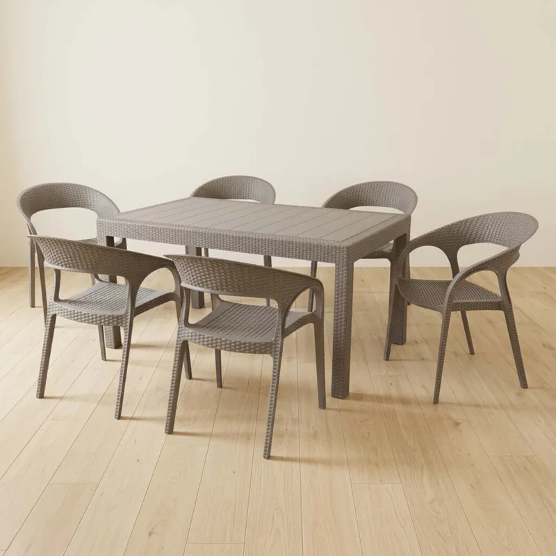 Juego Comedor Marrón Polipropileno Acadia en Marrón - Muebles para el exterior, Uruguay | Divino