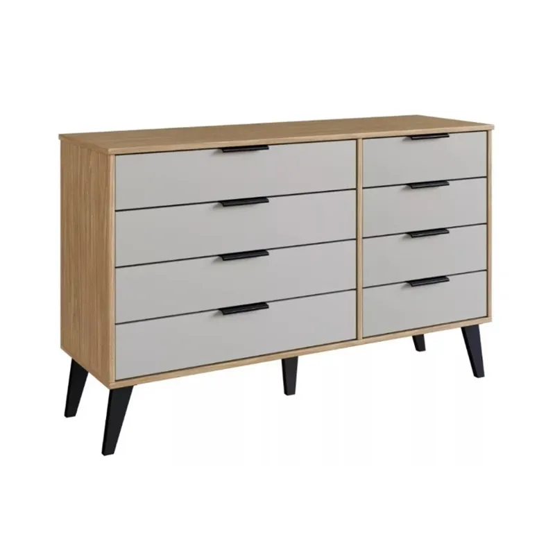 Cómoda Cajonera Alta 8 Cajones Con Patas 100% Mdp en Blanco/Miel. - Cómodas, Uruguay | Muebles Express