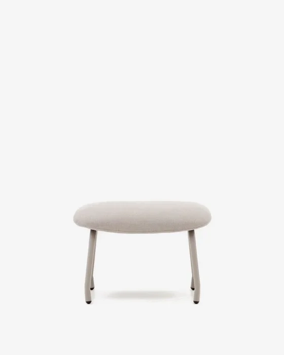 Reposapiés Belina de chenilla - beige con reposapiés y acero con acabado blanco en Beige - Butacas, banquetas y puffs, Uruguay | Kavehome, vista 5