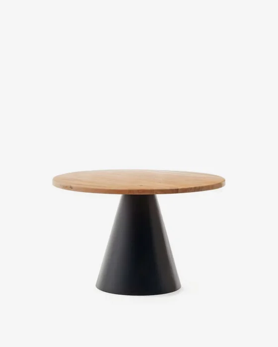 Mesa redonda Wilshire de madera maciza de acacia y patas de acero acabado negro Ø 120 cm en Multicolor - Mesas de comedor, Uruguay | Kavehome