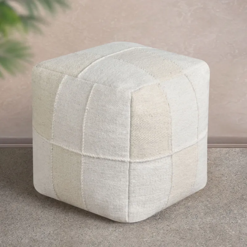 Pouf Revuca Lana Lana Natural en Blanco - Textiles, Uruguay | Divino