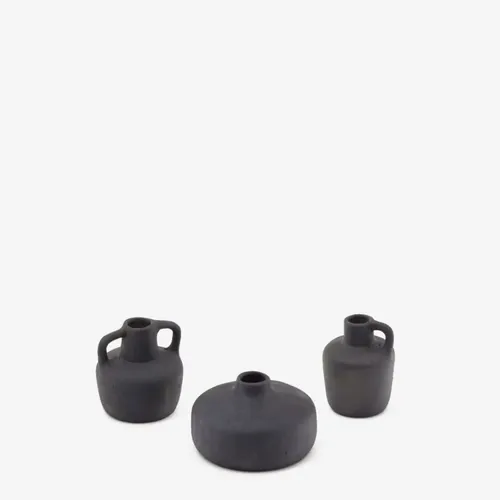 Set Sofra de 3 jarrones de terracota con acabado negro 6 cm / 7 cm / 10 cm en Negro - Jarrones, Uruguay | Kavehome