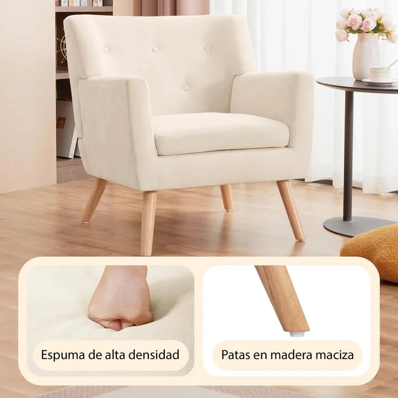 BUTACA Tela y Madera Natural Living - Noruega en Beige - Sillones y sofás, Uruguay | Ecowood, vista 3