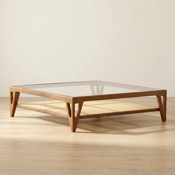 Mesa Ratona Madera-y-vidrio Natural-beige Rosa Natural en Madera natural - Mesas de living, Uruguay | Divino