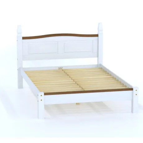 Cama 2 plazas línea Naturale - Blanco/ Nogal en Multicolor - Dormitorio, Uruguay | La Cueva Muebles