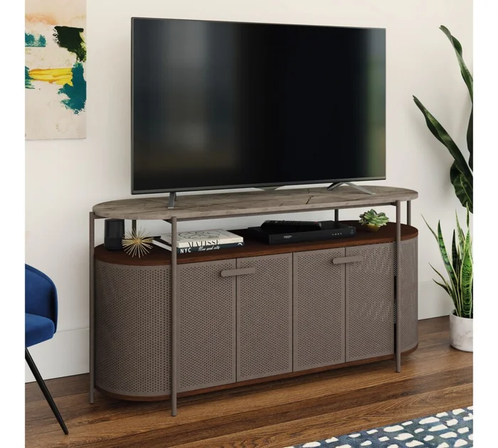 Rack para tv dos puertas - Sauder - Linea Radial en Marrón - Muebles para TV, Uruguay | Rústico Hogar