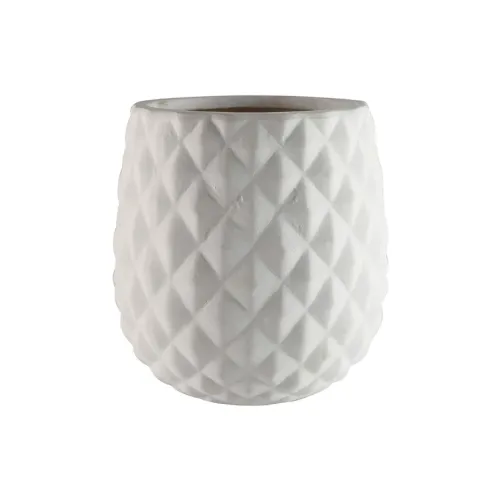 MACETA CERAMICA 13.5X13.5X13CM "ROMBOS" BLANCO en Blanco - Macetas, Uruguay | Koz