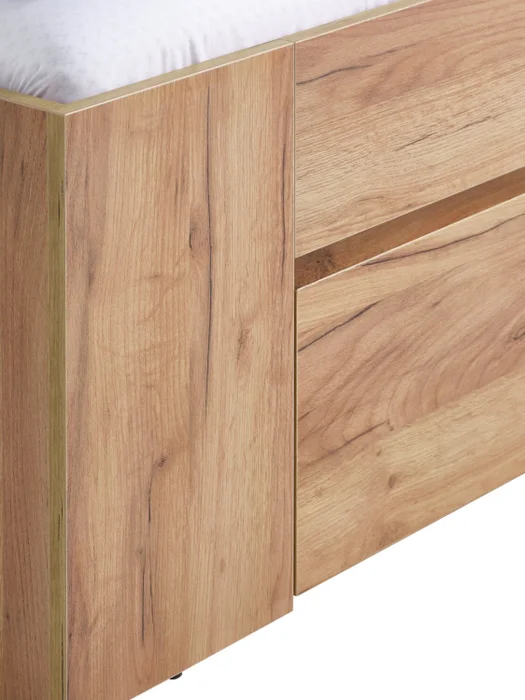 Estructura cama LIMFJORDEN 1 Plaza 90x200 3 cajones roble en Madera natural - Dormitorio, Uruguay | JYSK, vista 3