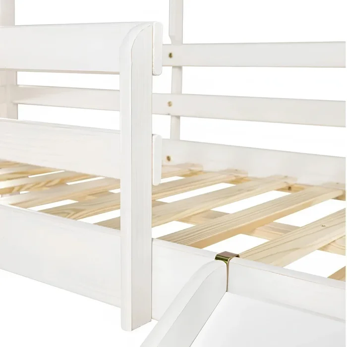 Cama Casita Cabaña 1 Plaza Infantil + Tobogan - Blanco en Blanco - Dormitorio, Uruguay | Ecowood, vista 3