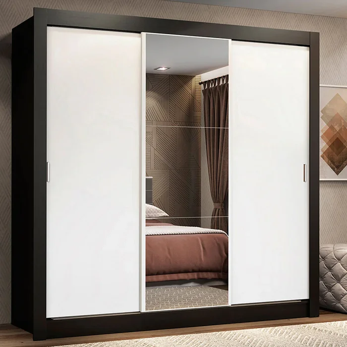Ropero Placard Matrimonial Monaco 170CM con 1 Espejos 3 Puertas Corred en Marrón - Roperos y placares, Uruguay | Balton, vista 16