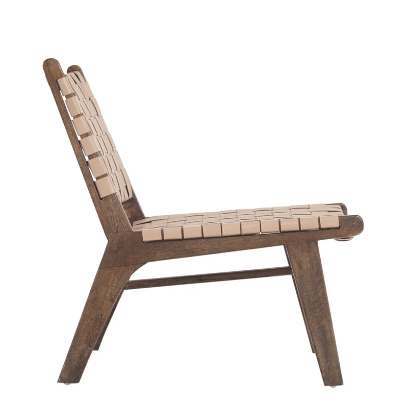 Butaca Cuero-y-madera Marron Kaia Taupe en Beige - Sillones y sofás, Uruguay | Divino, vista 4