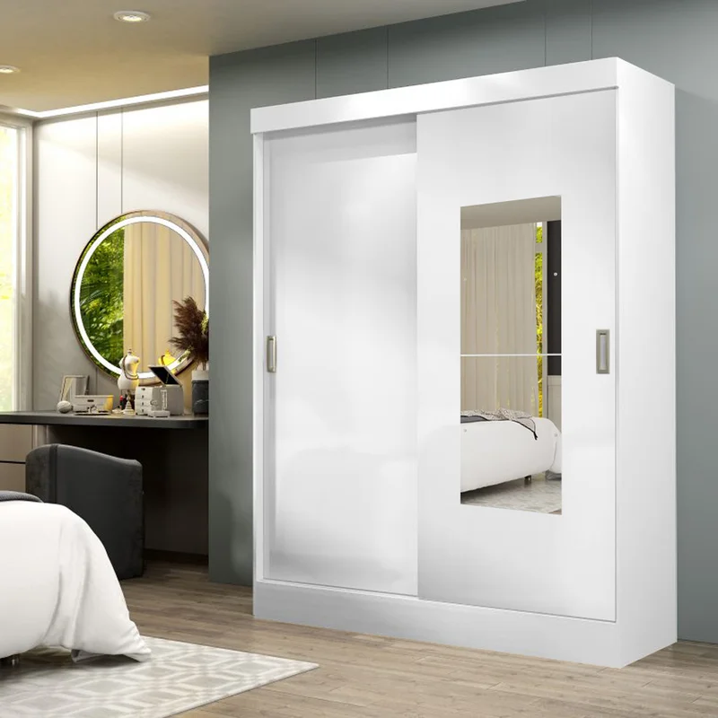 Ropero 2 Puertas Corredizas Mdp 2 Cajones 6 Estantes Blanco en CAPUCCINO/BLANCO - Roperos y placares, Uruguay | Soy Hogar, vista 4