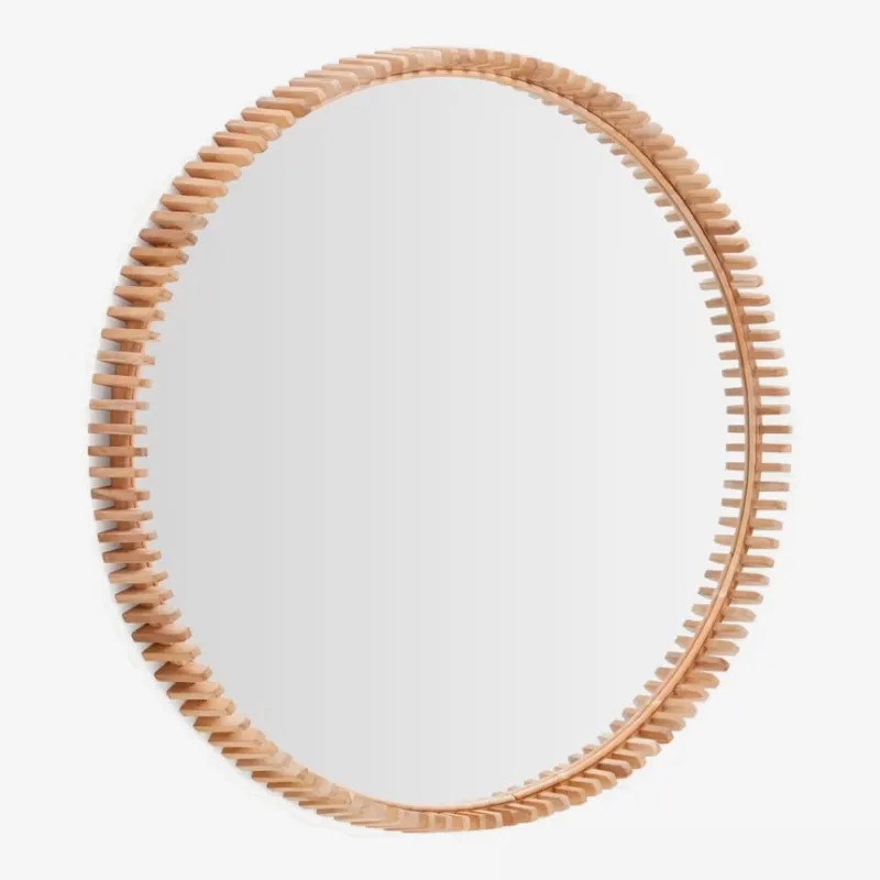 Espejo Polke de madera de teca - Ø 100 cm en Madera natural - Espejos, Uruguay | Kavehome