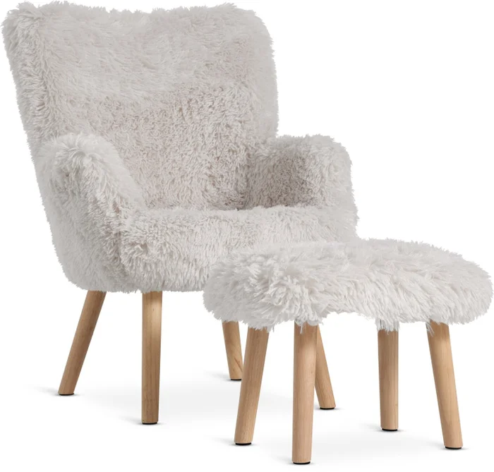 Sillón/apoya pies HVILSTED 1 cuerpo teddy crudo en Blanco - Butacas, banquetas y puffs, Uruguay | JYSK, vista 2