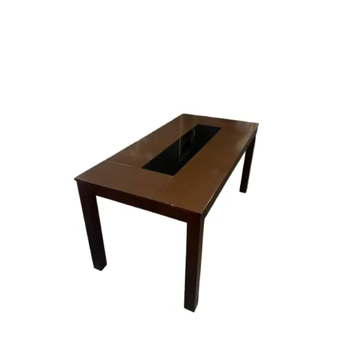 Mesa de comedor con vidrio negro - CON DETALLES EN LA MADERA. en Multicolor - Mesas de comedor, Uruguay | Champagne Home