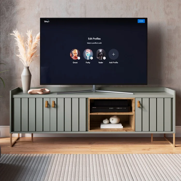 Rack Trendy Verde (Pie Dorado) 140 cm en Verde / Marrón - Muebles para TV, Uruguay | Berna Home, vista 6