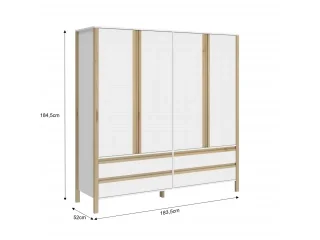 Ropero Combinado Madera 4Puertas, 4Cajones en Blanco - Roperos y placares, Uruguay | Que Sal Muebleria, vista 2