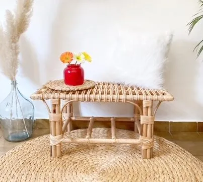Banco de mimbre en Madera natural - Decoración, Uruguay | Decoramuss