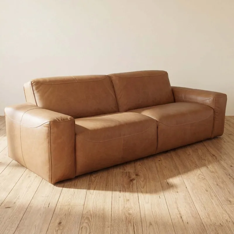 Sofa 3 Cuerpos Cuero-100-natural Marron Porto Camel en Beige - Sillones y sofás, Uruguay | Divino