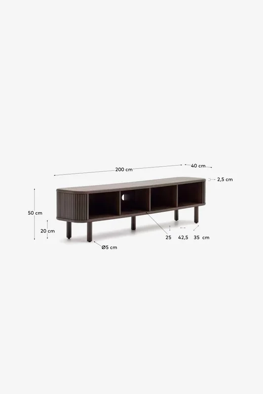 Mueble TV Mailen 2 puertas en chapa de fresno - con acabado oscuro 200 x 50 cm en Negro - Muebles para TV, Uruguay | Kavehome, vista 10