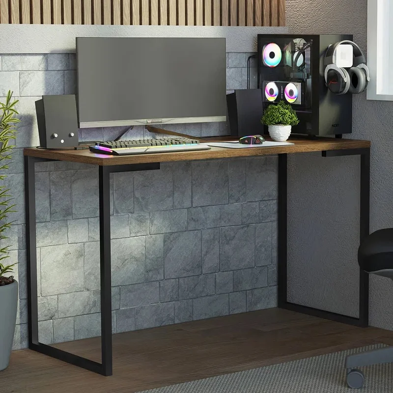 Mesa de escritorio Industrial Madera y Hierro 120cm en Negro - Escritorios, Uruguay | Balton, vista 13