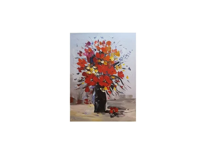 Oleo Decorativo Flores Rojas en Rojo - Decoración de pared, Uruguay | Finkel