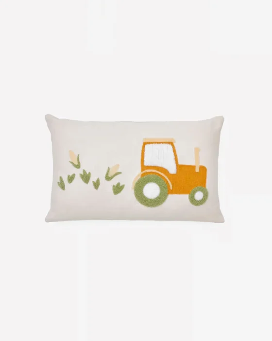 Almohadón Pecky de algodón beige bordado de tractor 30 x 50 cm en Multicolor - Textiles, Uruguay | Kavehome