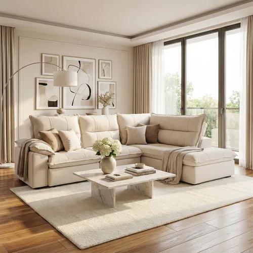 Sillón 5 Cuerpos con Chaise Retráctil y Reclinable - Cesky - Beige Izquierdo en Gris - Sillones y sofás, Uruguay | Rústico Hogar
