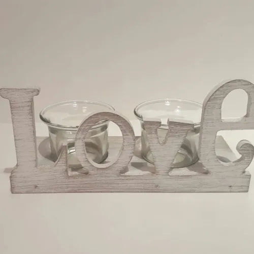 CANDELABRO LOVE 2 VELAS en Beige claro - Velas y Portavelas, Uruguay | Champagne Home