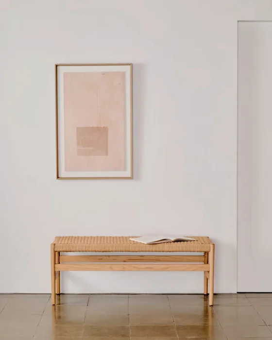 Banco Zaide de madera maciza de roble - con acabado natural asiento de cuerda 120cm FSC100% en Madera natural - Butacas, banquetas y puffs, Uruguay | Kavehome, vista 2