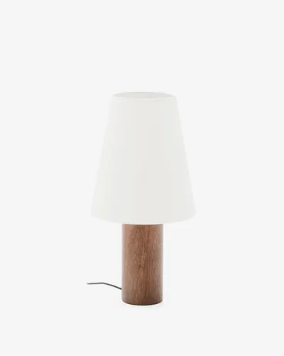 Lámpara de mesa Marga de madera maciza de caucho con acabado oscuro - con acabado oscuro en Blanco - Lámparas de mesa, Uruguay | Kavehome