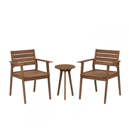 Set de Silla de Patio con Apoyabrazos Caraíva en Teca + Mesa Auxiliar en Marrón - Muebles para el exterior, Uruguay | Rústico Hogar