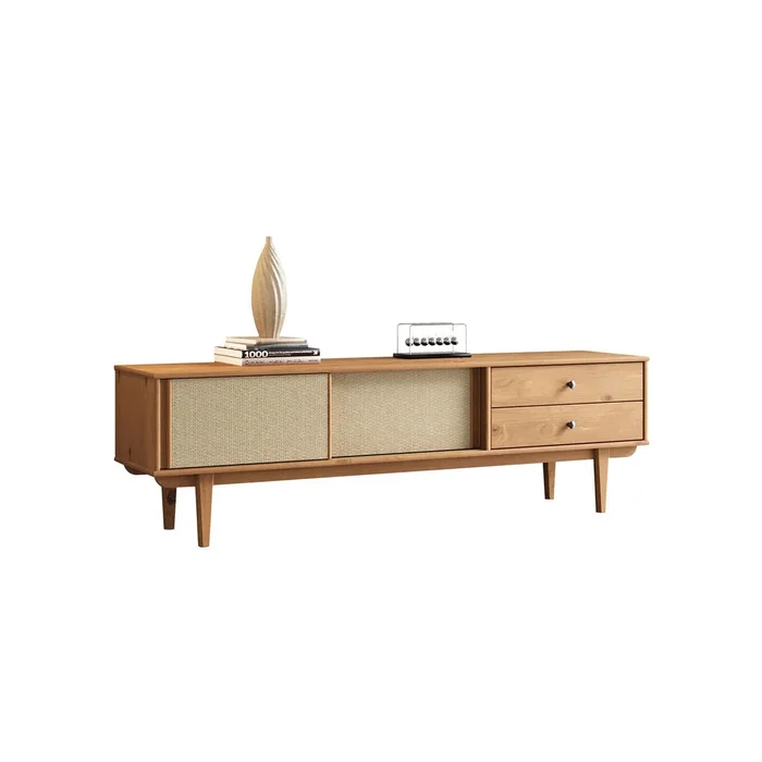Rack TV 175CM con Ratan Serena - Madera Maciza en Madera natural - Muebles para TV, Uruguay | Balton, vista 11