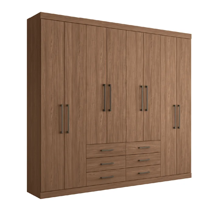 Ropero Placard 8 Puertas 6 Cajones Dormitorio Master Jatoba en Marrón - Roperos y placares, Uruguay | Muebles Express