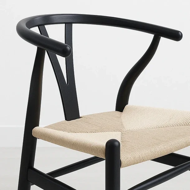 Silla Wishbone Madera de Olmo/Fibra Natural - Negra en Negro - Sillas, Uruguay | Berna home, vista 2