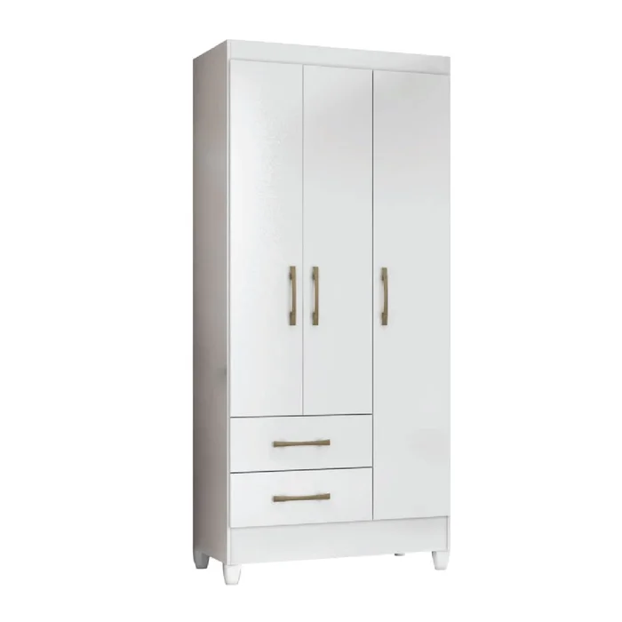 Ropero 3 Puertas 2 Cajones Armario Placard Con Estantes en Blanco - Roperos y placares, Uruguay | Muebles Express