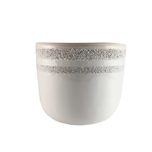 MACETA CERAMICA OVAL ANILLOS 20X20X17.5CM - Macetas, Uruguay | Decohogar