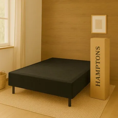 Smart Box Hamptons 2 Plazas 140x190 cm - Negro en Negro - Dormitorio, Uruguay | La Cueva Muebles