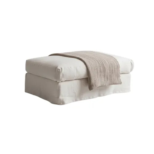 PUFF BISCARROSSE BLANCO LINO FRANCES en Blanco - Butacas, banquetas y puffs, Uruguay | Masinfinito Casa