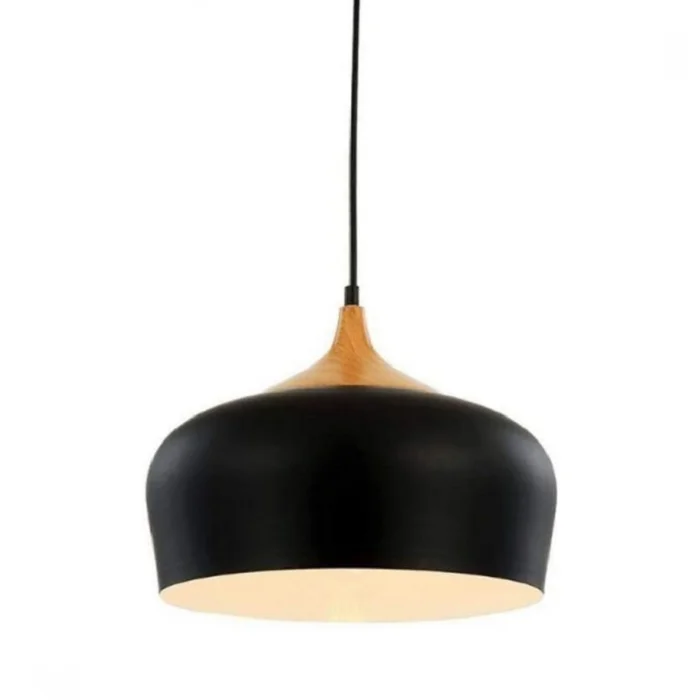 Campana estilo nórdico de aluminio y símil madera - Negra en Negro - Lámparas colgantes, Uruguay | Iluminica, vista 2
